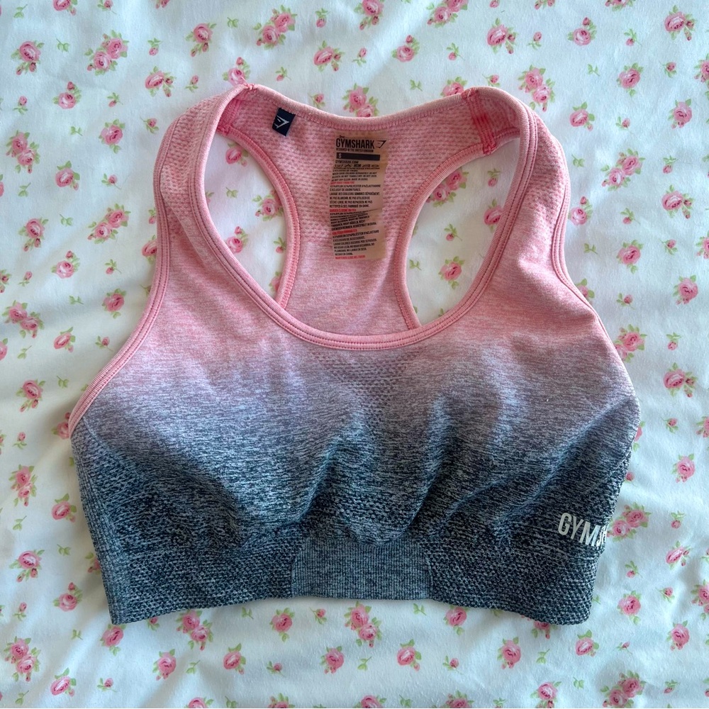 Gymshark Vital Ombre Seamless Sports Bra Pink and Grey size Small